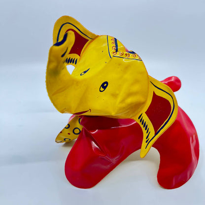 Plinno Elephant Inflatable Toy 1960's Plastic Innovations Yonkers N.Y. 6” TE1