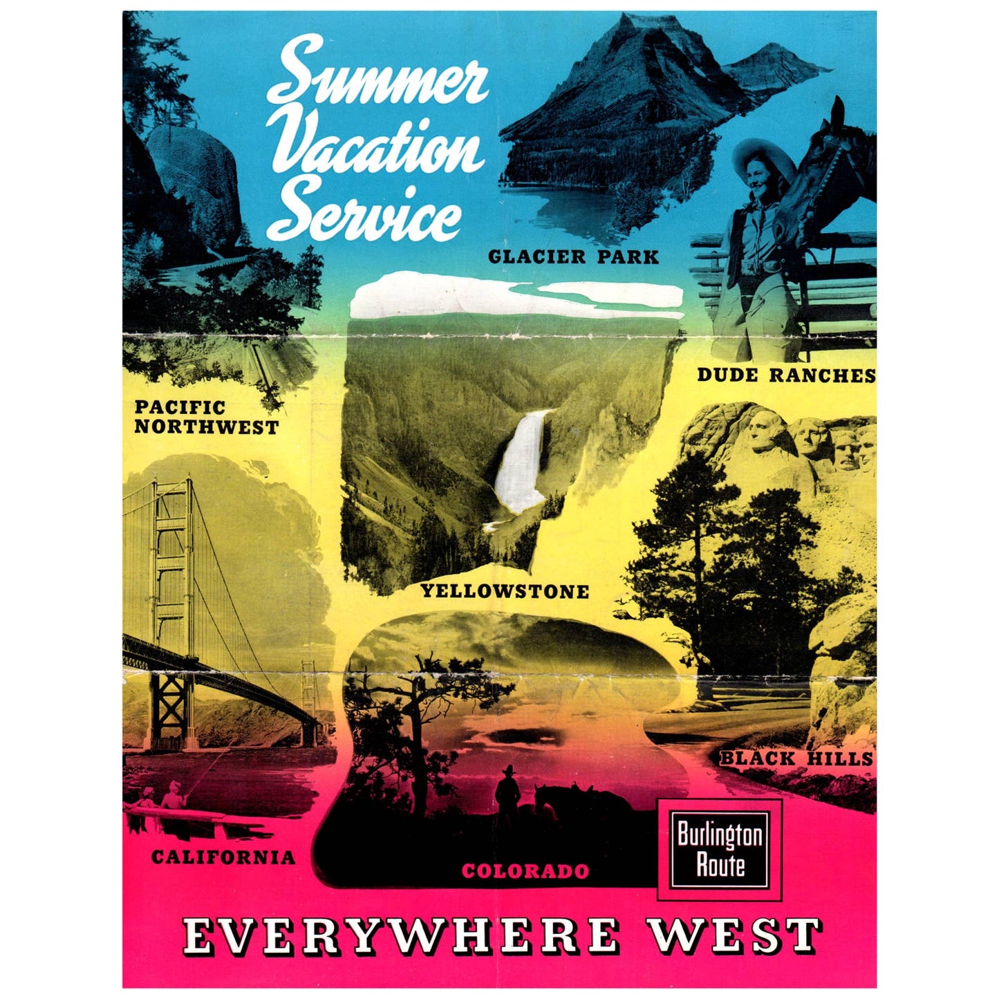 1947 Burlington Route Summer Vacation Service Everywhere West Timetable SE4