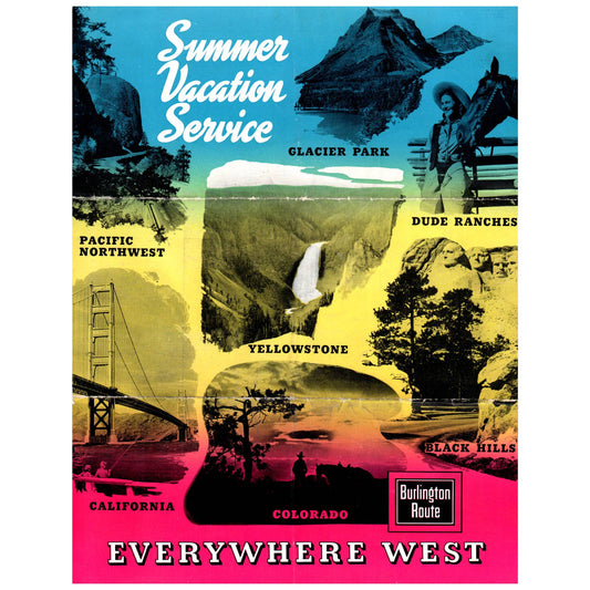 1947 Burlington Route Summer Vacation Service Everywhere West Timetable SE4