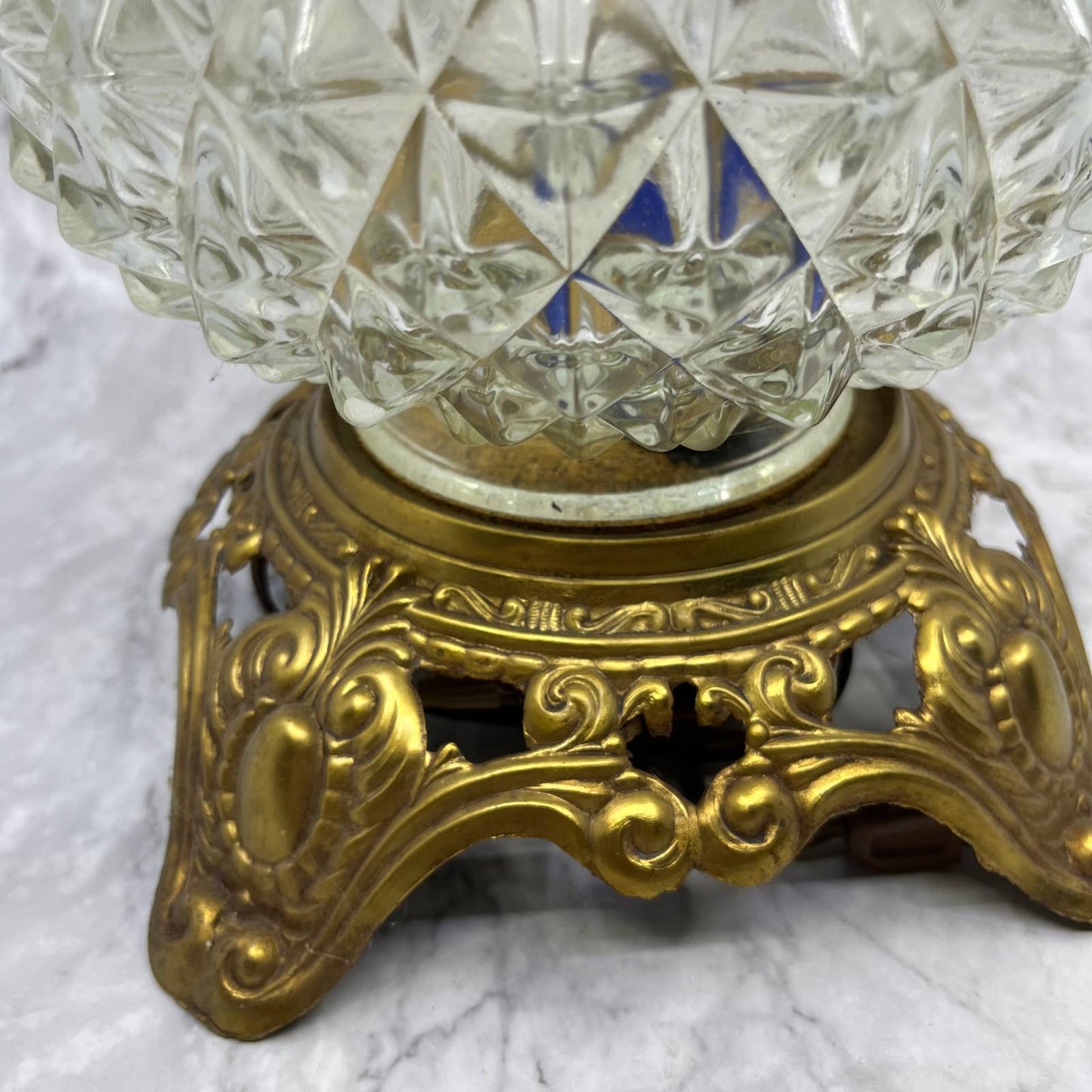 1970 Hollywood Regency Glam Lamp Crystal Glass & Brass EF Industries 23" WORKS