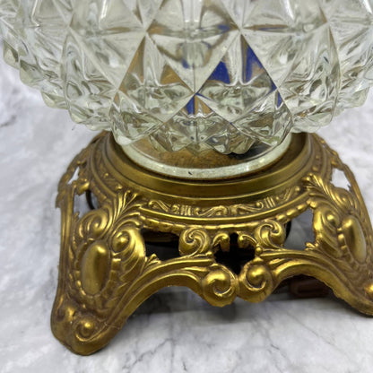 1970 Hollywood Regency Glam Lamp Crystal Glass & Brass EF Industries 23" WORKS