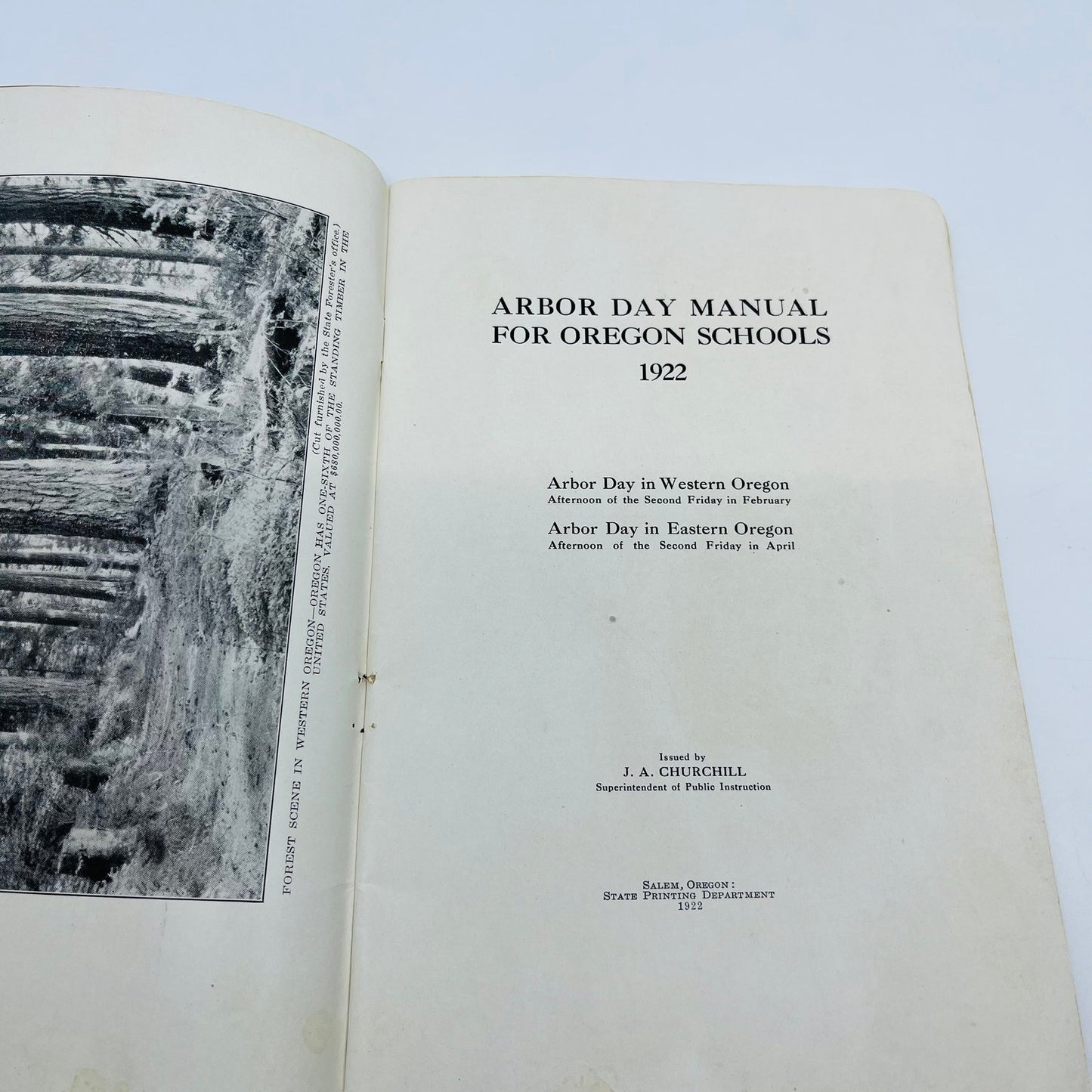 1922 Arbor Day Manual for Oregon Schools JA Churchill L4-3