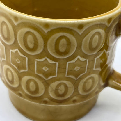 1960s MCM Tan Ceramic Stacking Stackable Mug Cup Japan TI2