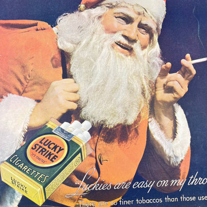 1936 Home Arts Needlecraft Magazine Santa Claus Smoking Lucky Strike Ad TF7