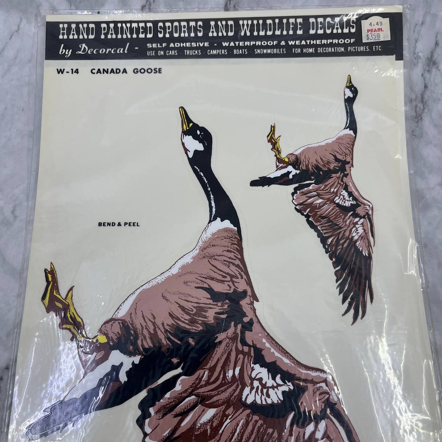 1977 NEW NOS Decorcal Sports & Wildlife Decal W-14 Canada Goose Hunting FL5