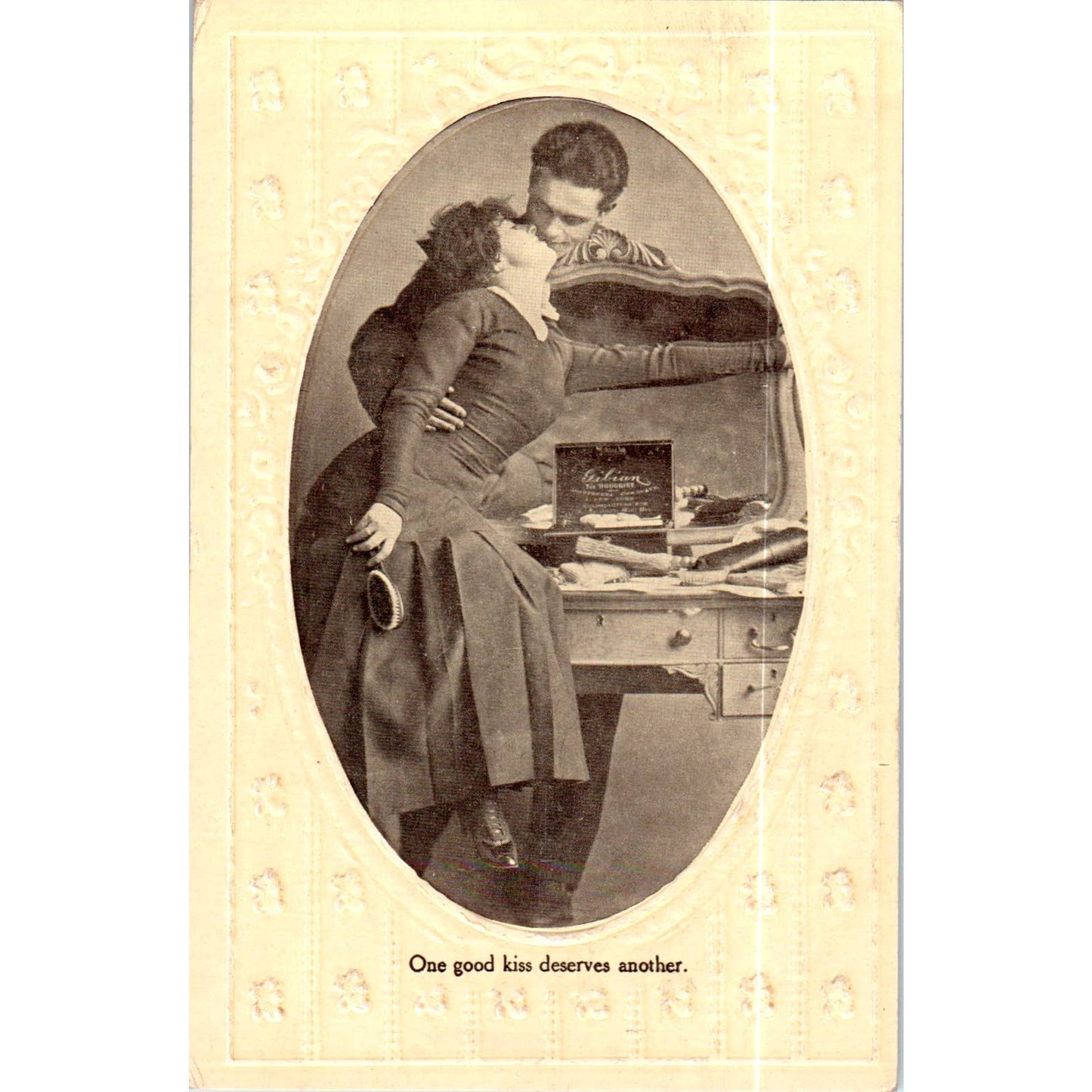 One Good Kiss Deserves Another Victorian Romance Original Postcard TK1-P18