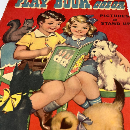 1945 Jumbo Coloring Book Play Book To Color Pictures to Stand Up Akron Ohio TB4