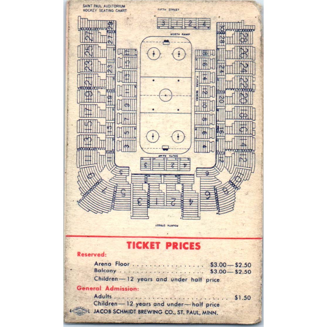 St. Paul Rangers Hockey Home Game Schedule 1964-65 Season Schmidt TK1-P3