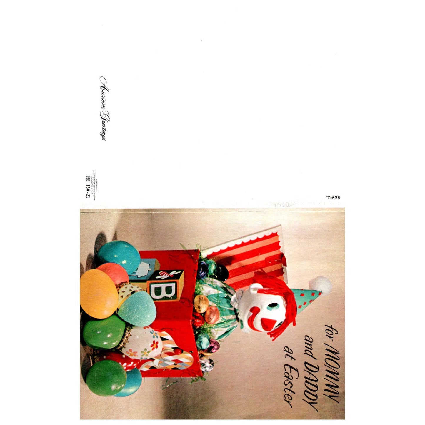 Vintage Greeting Card Easter Creepy Clown - American Greetings TJ8-7