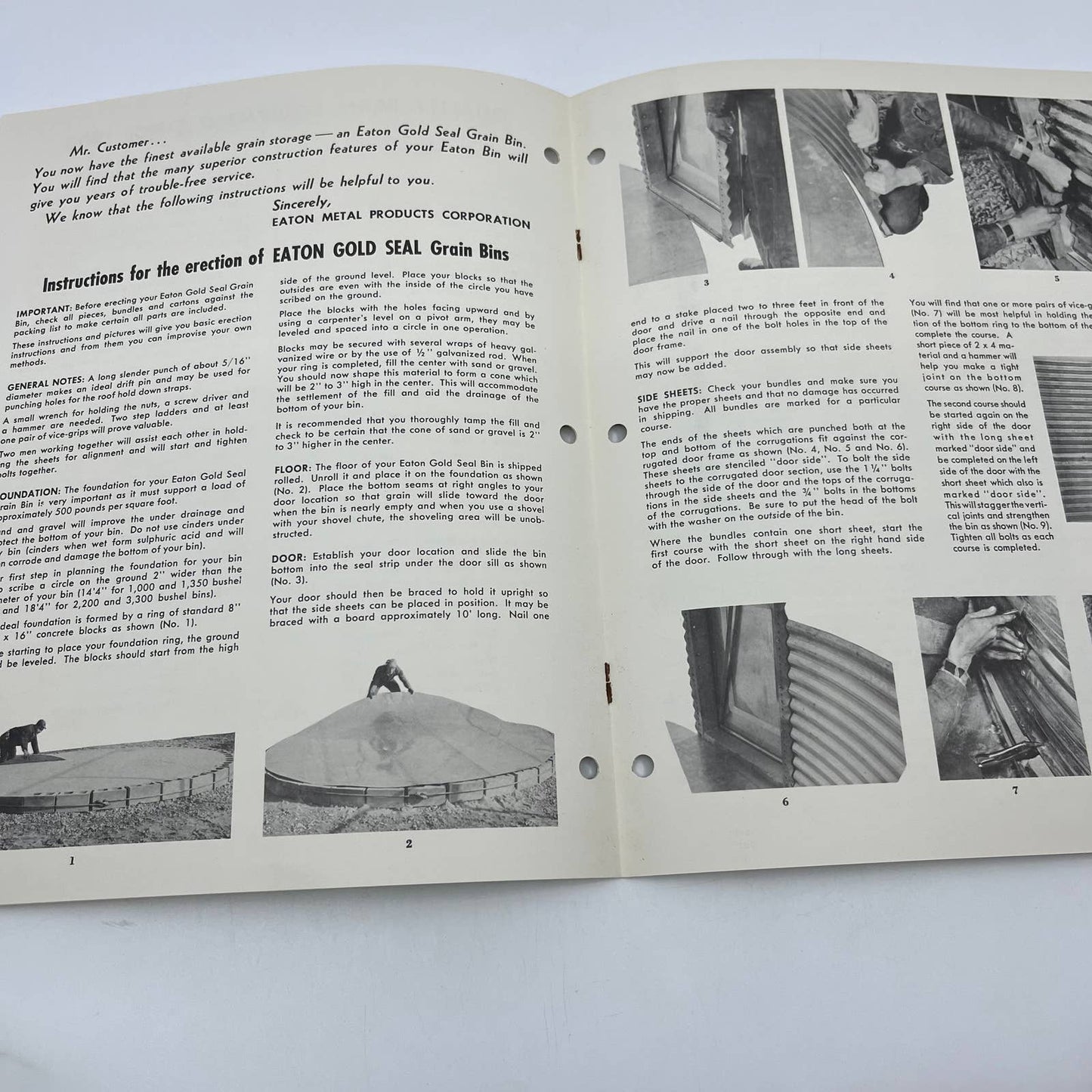 Vintage Eaton Gold Seal All-Steel Grain Bins Manual Assembly Instructions TH8