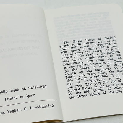 1967 Royal Palace of Madrid Commentary By MLS Tomorrow II Spain Booklet P9-14