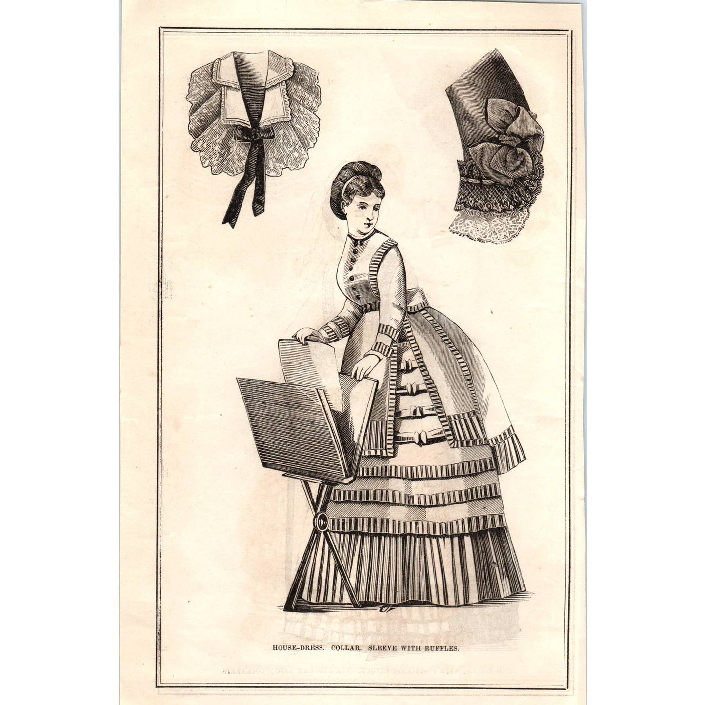 High Bodice - Victorian Fashion Plate - 1878 Original Plate TJ7-L2