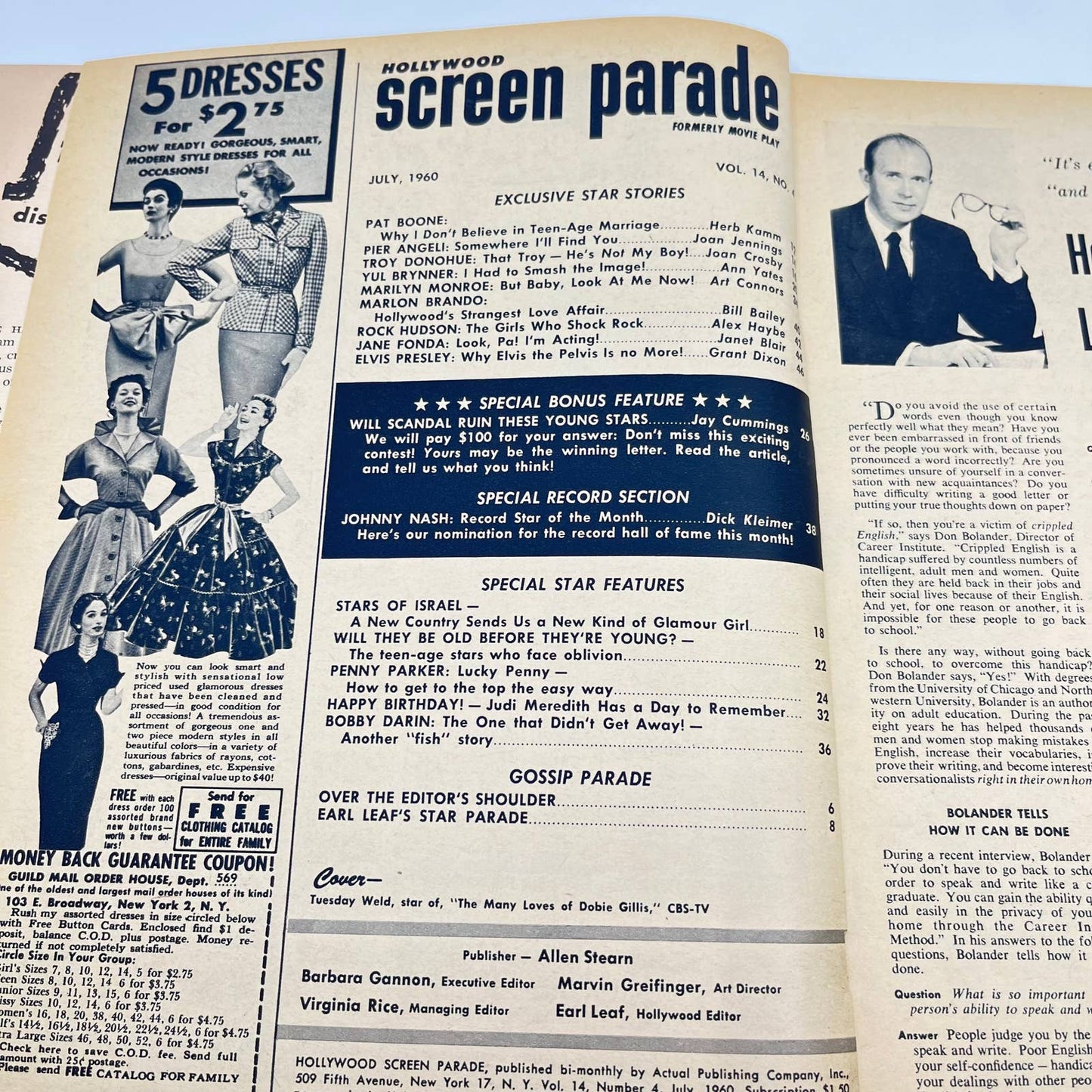 Screen Parade Magazine July 1960 Tuesday Weld Liz Taylor Debbie Reynolds TC6