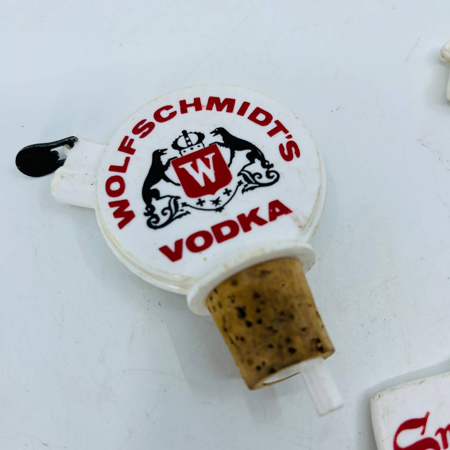 Wolfschmidt’s Smirnoff Vodka Bottle Pourer Stopper Retro Bar Lot of 3 TC8