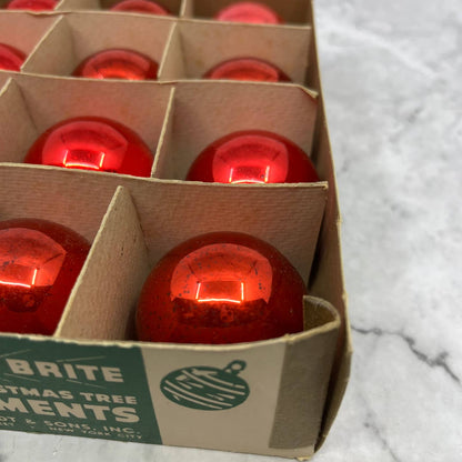 Shiny Brite 12 Vintage Mini Mercury Glass Ornaments With Original Box Red