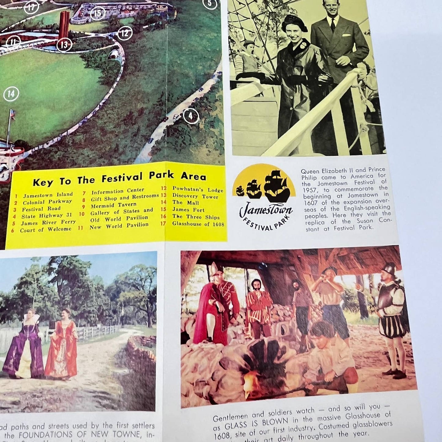 1950s Festival Park and Jamestown Virginia Tourist Brochure and Map AB2