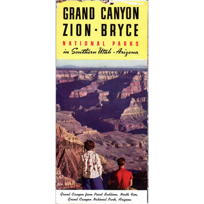 Vintage 1946 Grand Canyon, Zion, Bryce National Parks Map & Travel Brochure AD7