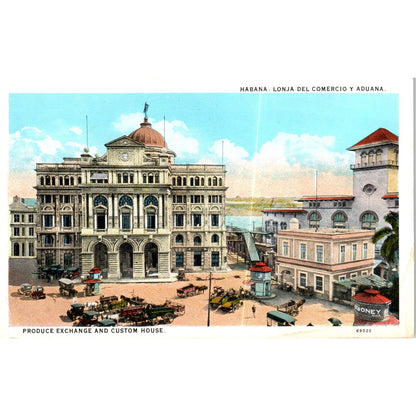 Produce Exchange and Custom House Havana Cuba Original Postcard P3-1