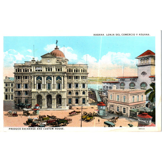 Produce Exchange and Custom House Havana Cuba Original Postcard P3-1