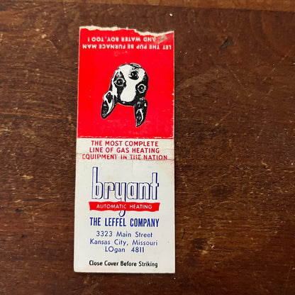 Bryant Heating Leffel Co Kansas City MO Advertising Matchbook Cover SB3-M6