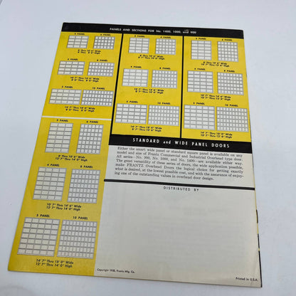 1950s Frantz Mfg Co Torsion Spring Garage Doors Advertising Catalog Sterling AC8