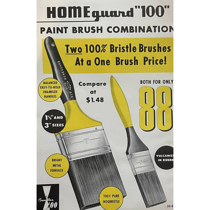 1960 HomeGuard Paintbrushes Gambles 100 Store Display Advertising Poster 13.5x20