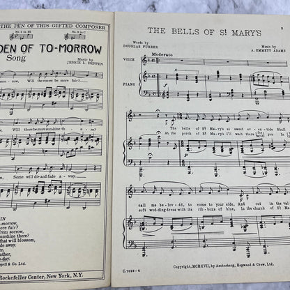 1917 Sheet Music The Bells Of St Mary’s WW1 A. Emmett Adams V38