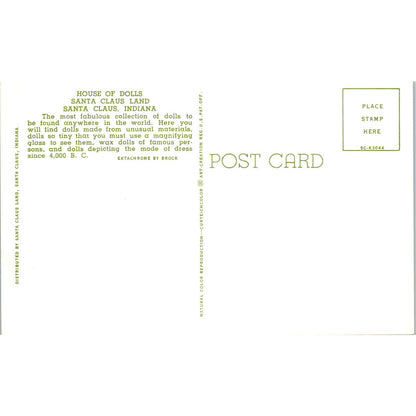 House of Dolls Santa Claus Land Indiana Original Postcard PB7