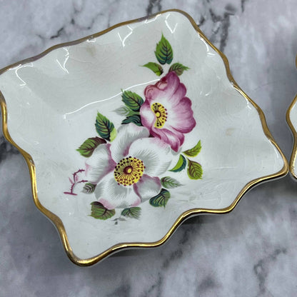 Vintage James Kent Old Foley Small Floral Bon Bon Plates 3 inch Set of 2 TJ5