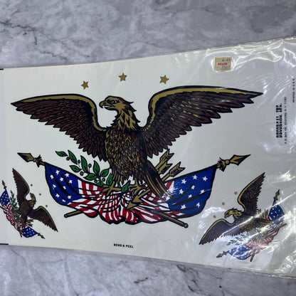 1986 NEW NOS Decorcal Sports & Wildlife Decal W-27 Eagle & Flag FL5
