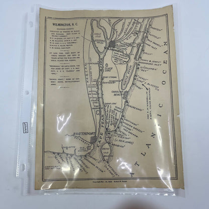 1925 Map of Wilmington NC Seashore Resorts by Robert N. Sweet 8.5x11" AC9