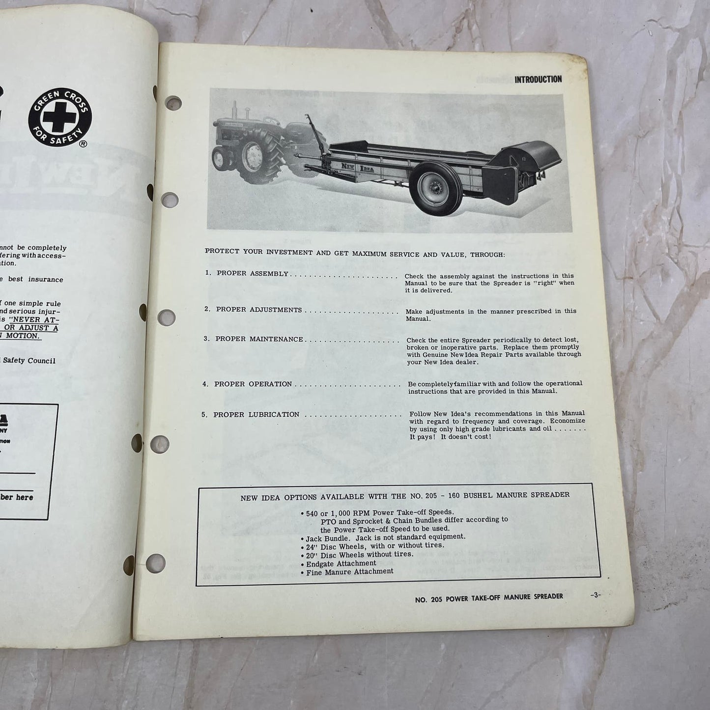 New Idea Operator's Manual S-195 No. 205 Power Take-Off Manure Spreader TJ9