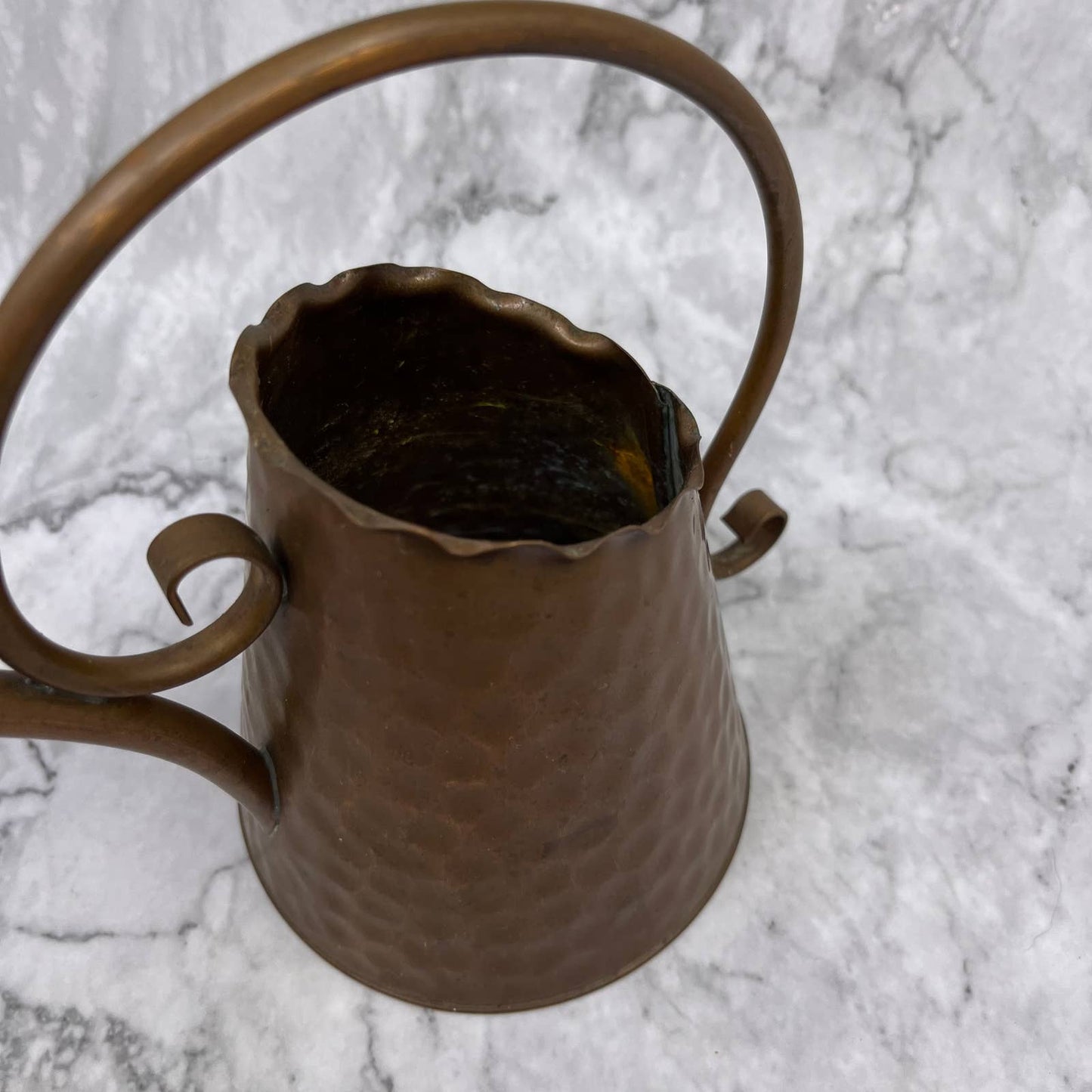 Dainty Hammered Watering Can SOLID Copper Finish Antique Design Plants 12x7” TE2