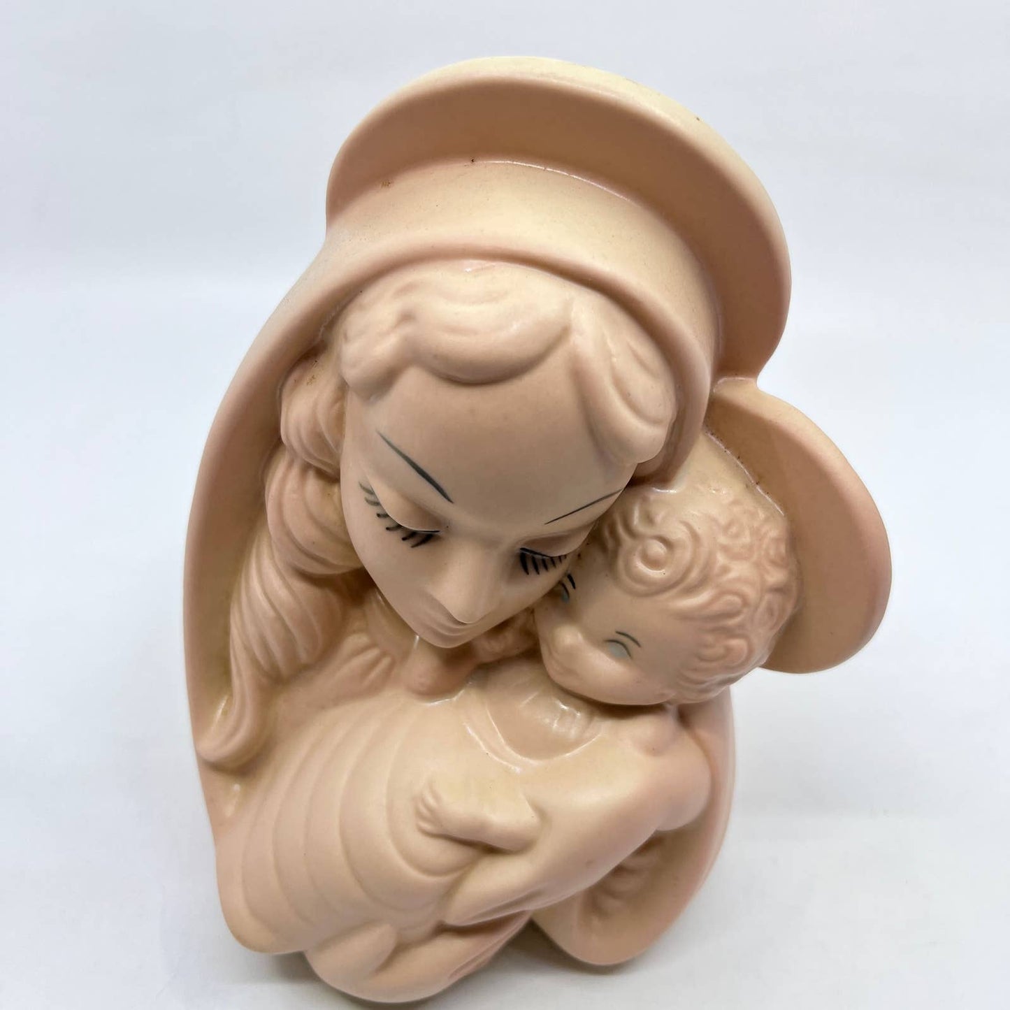 1940s Hull USA Madonna Child Planter 26 Blush Pink Vintage TC2