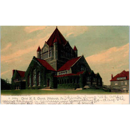 1905 Postcard Christ M.E. Church Pittsburgh PA TD8-P2