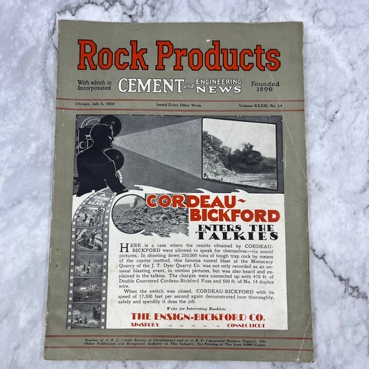 1930 Rock Products Cement and Engineering News Magazine Cordeau Bickford TI6