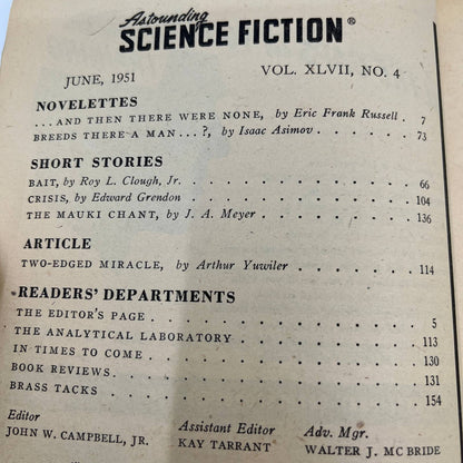 1951 June ASTOUNDING SCIENCE FICTION Digest Magazine Eric Frank Russell TC1