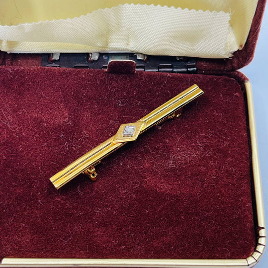 VTG Art Deco Gold Tone Tie Clip Tie Pin in Box SB3