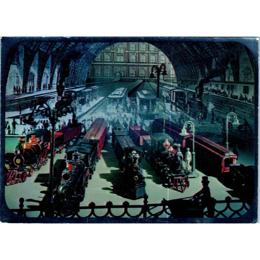 1969 Hallmark Train Station Mechanical Toys Continental Postcard TK1-P18