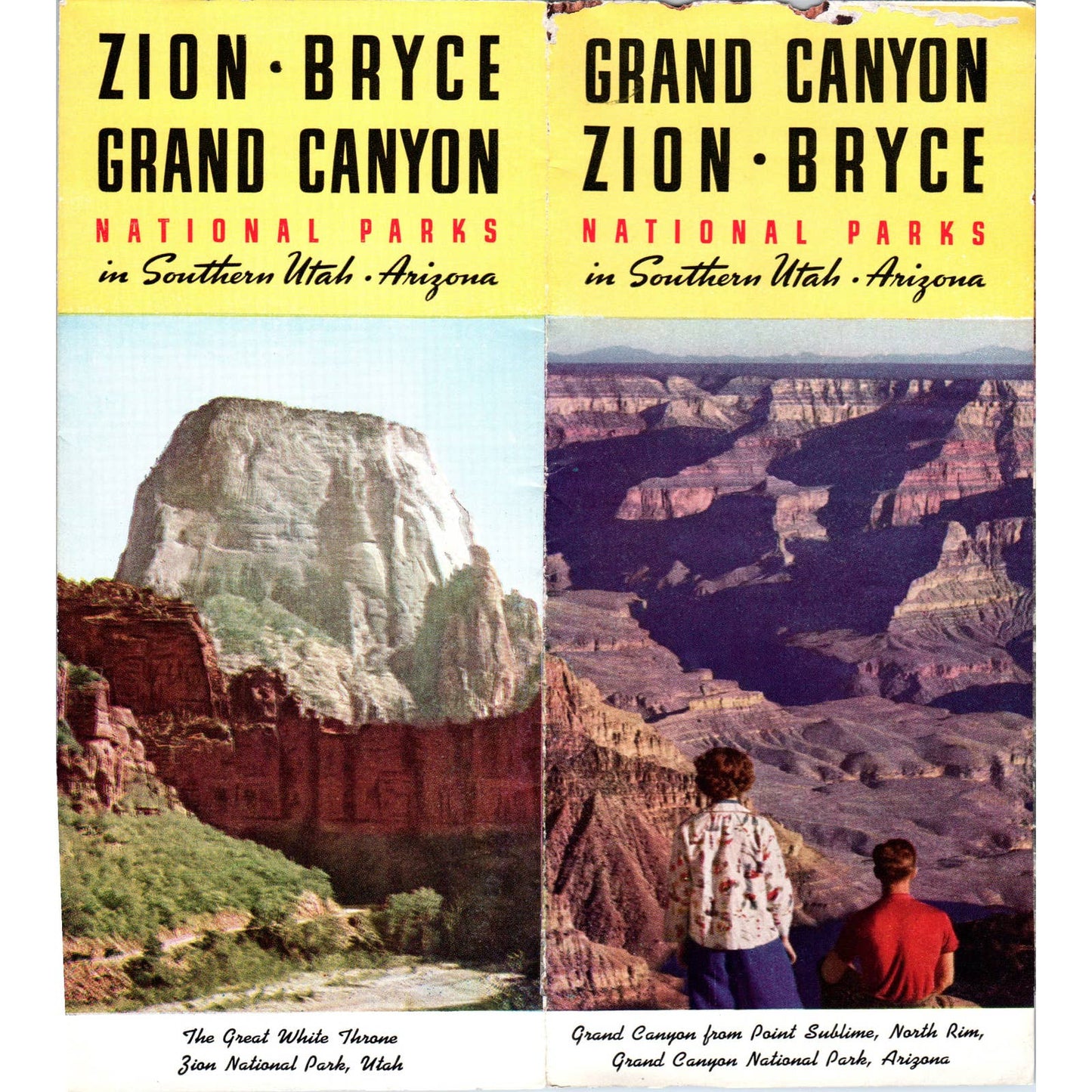 Vintage 1946 Grand Canyon, Zion, Bryce National Parks Map & Travel Brochure AD7