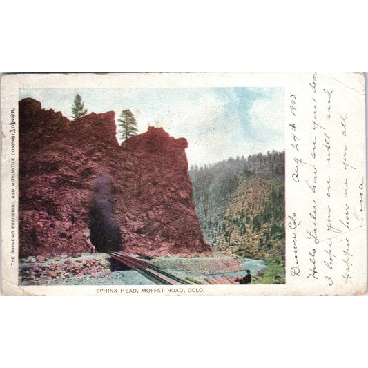 Sphinx Head Moffat Road 1908 CO Original Postcard TK1-29