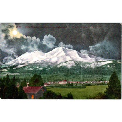 Mt. Shasta California By Moonlight Original Postcard TK1-P19