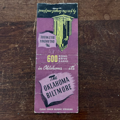 The Oklahoma Baltimore Hotel Advertising Matchbook Cover SB3-M2