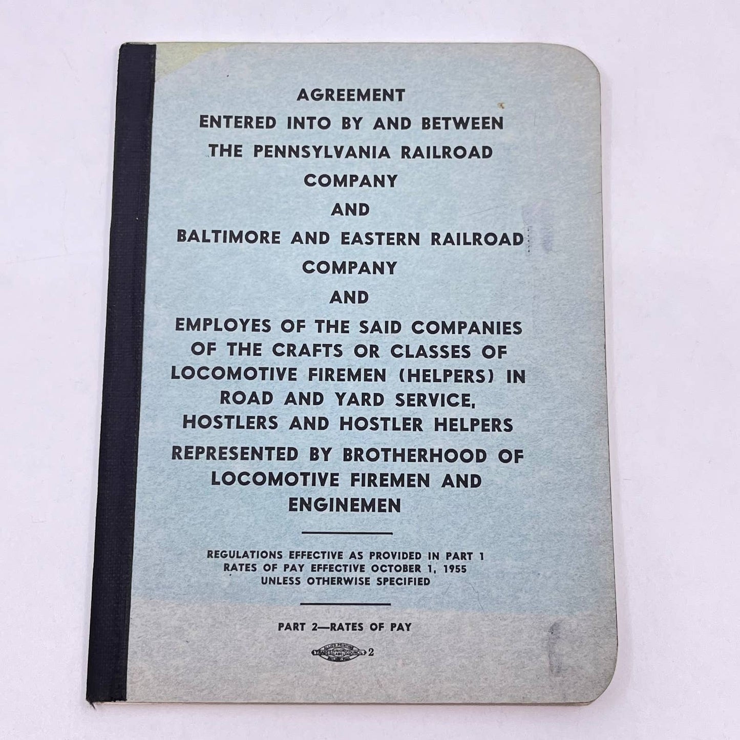 1955 The Pennsylvania Railroad RR & Baltimore Eastern RR Agreement Booklet TF9