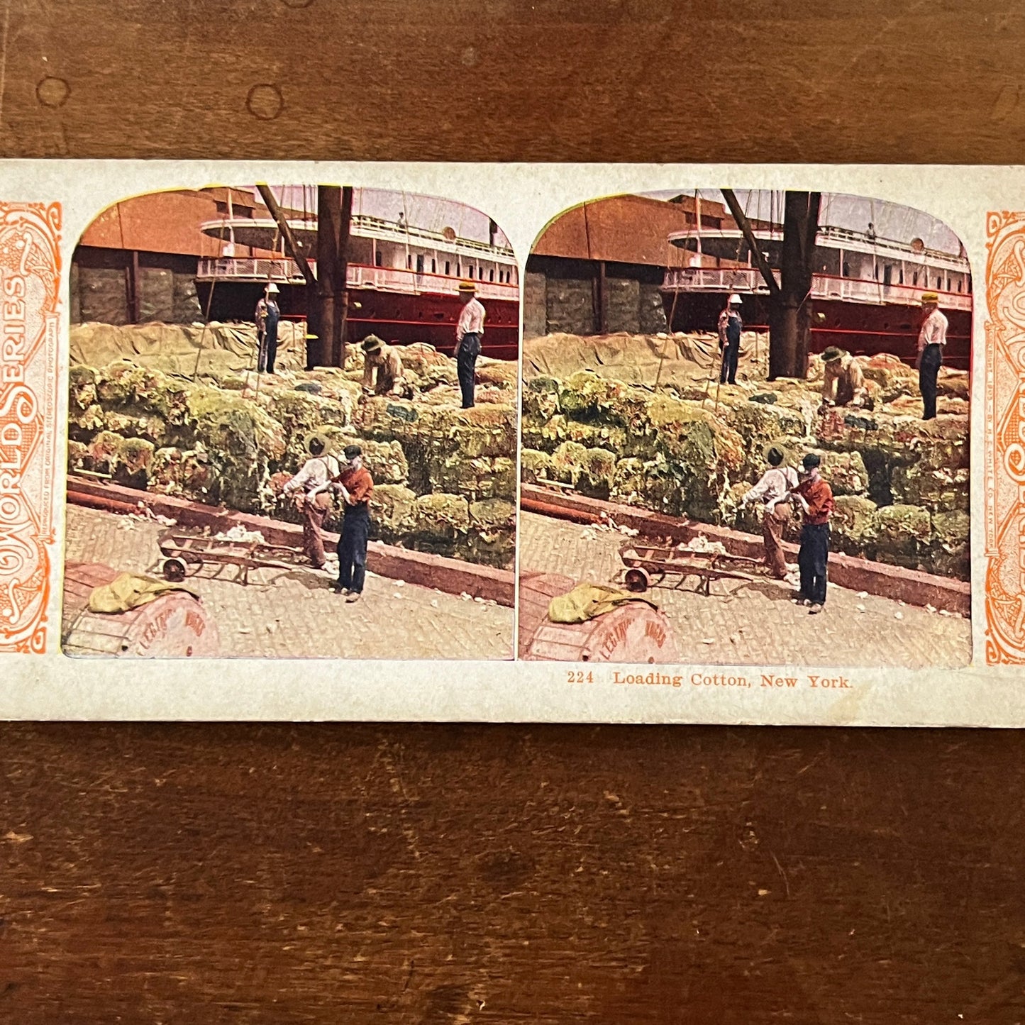 Loading Cotton, New York Color Antique Stereoview Card H2-4