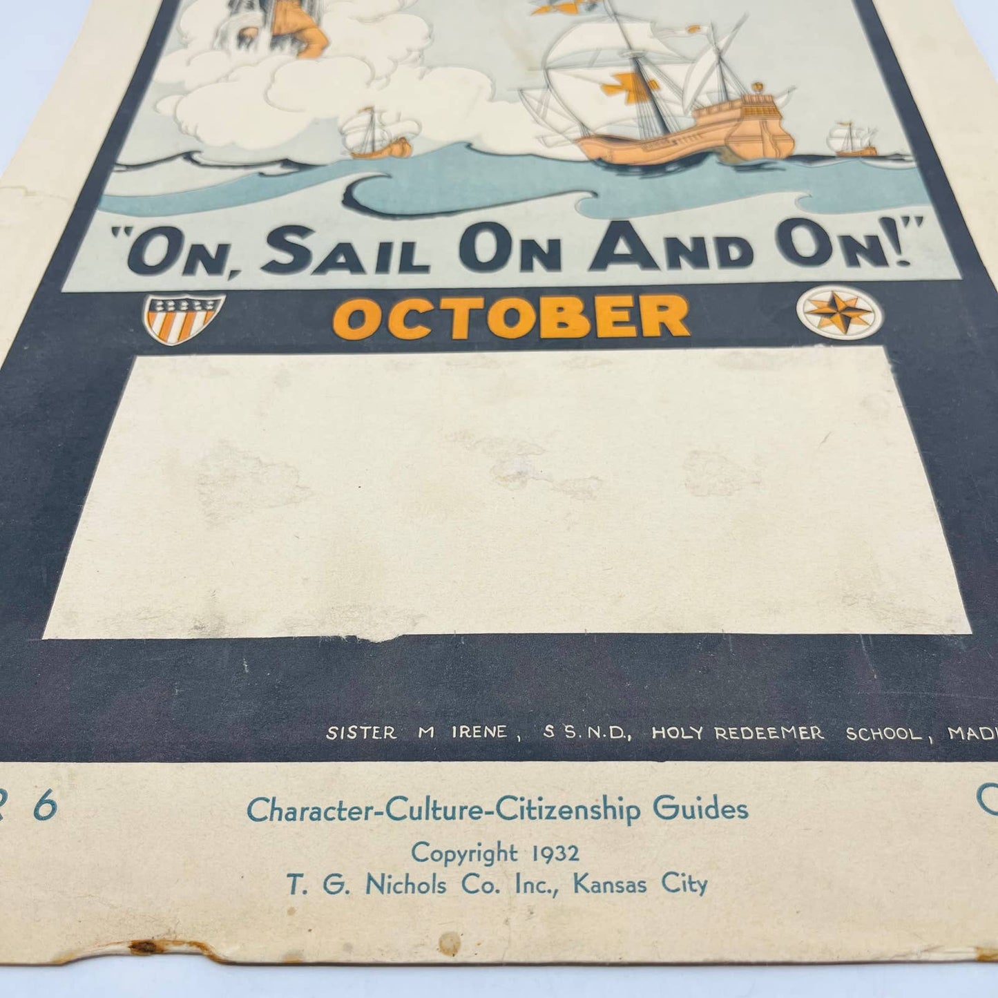 1932 Christopher Columbus Sail On Character Culture Citizenship Guides Poster #6