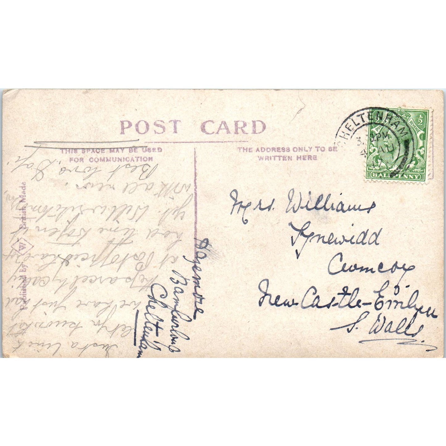 Cleeve Hill from Golf Links Cheltenham 1917 Original Postcard TK1-23