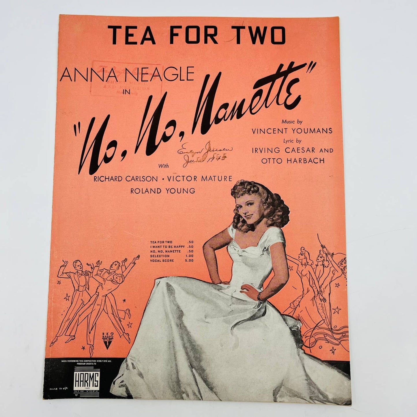 1924 Tea for Two Anna Neagle No, No, Nanette Vincent Youman Sheet Music