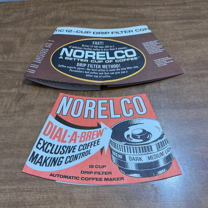 Set of 2 - 1970s Norelco Dial-a-Brew Coffee Maker 12 Cup Drip Filter Ephemera A2