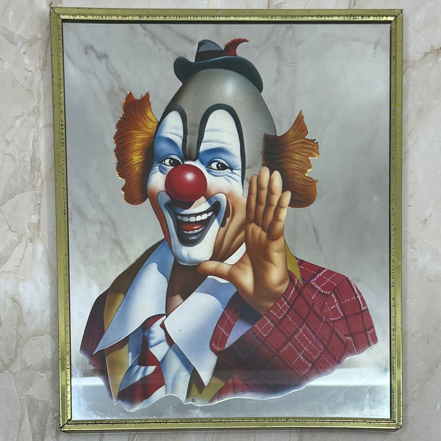 Vintage Retro Sarnoff RINGO THE CLOWN Decoupage Mirror 8x10" 1